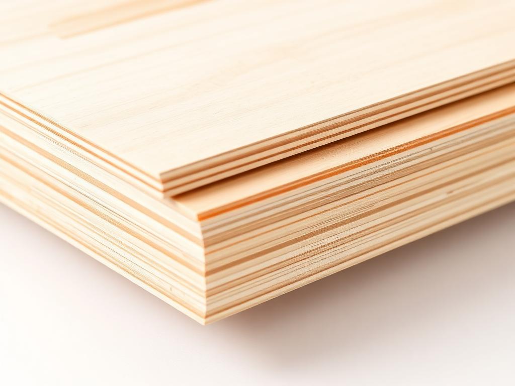 Modern interior finished with warm plywood panelling